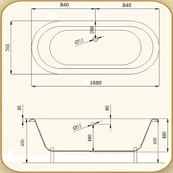 Magliezza Чугунная ванна Patricia 168x76.5 (ножки белые) – фотография-5